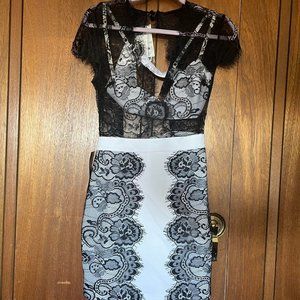 Bebe Women's Black and White Dress